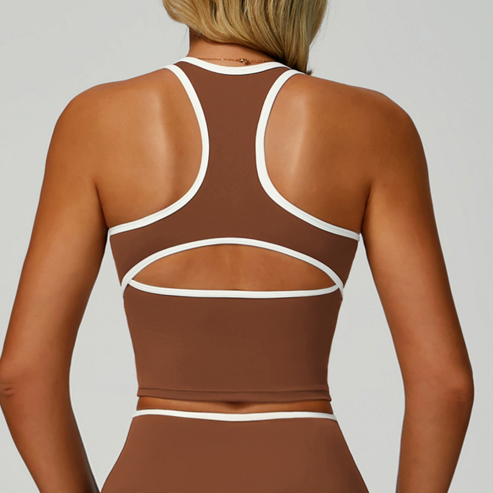 Yoga Blocks - Farbblock-Sport-BH, Yoga-Weste für Damen, hochfestes, eng