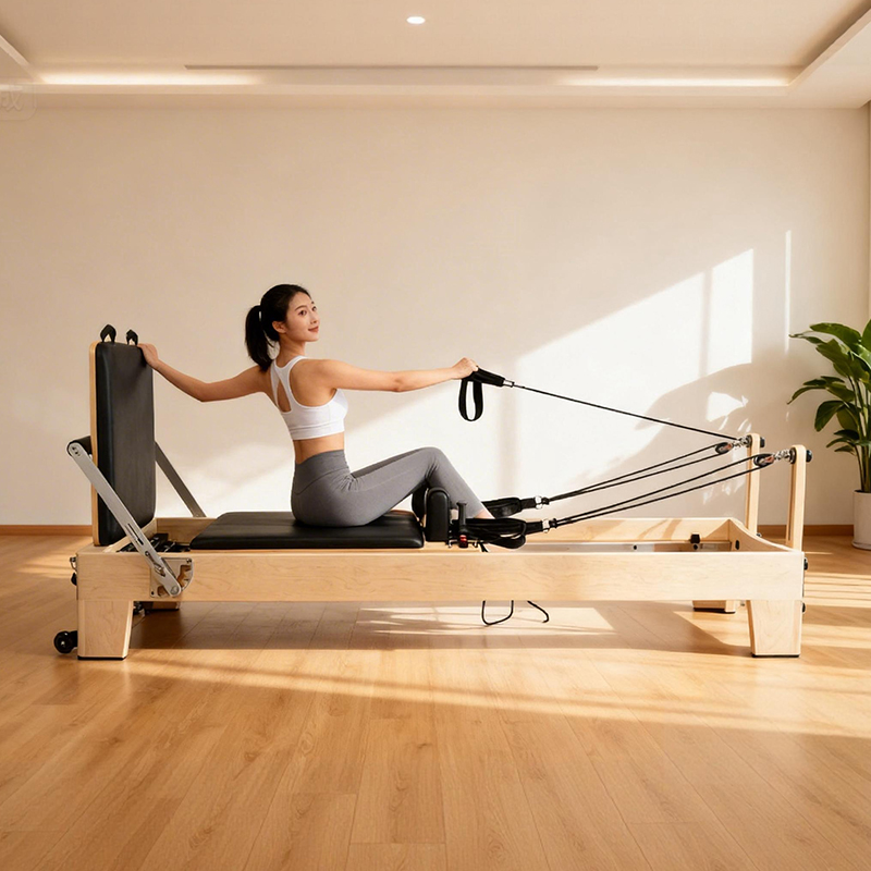 Yoga Fitness Pilates Reformer - Weißer Ahorn Tragbarer Verstellbarer Pilates-Reformer Luxuriöse